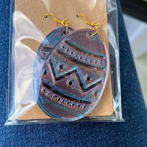 Colorful Oval Earrings with Geometric Design